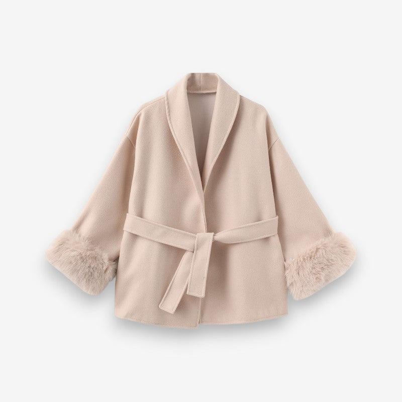 Manteau Femme Long Manches avec Coupe Droite Élégante