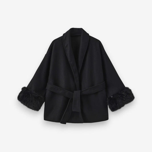 Manteau Femme Long Manches avec Coupe Droite Élégante - PanierRoyale