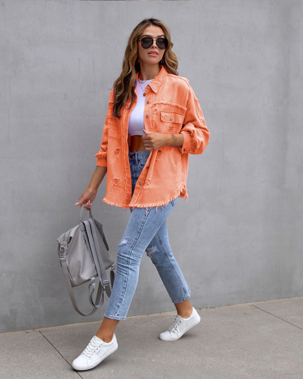 Veste Jean Déstructurée Femme Grande Taille