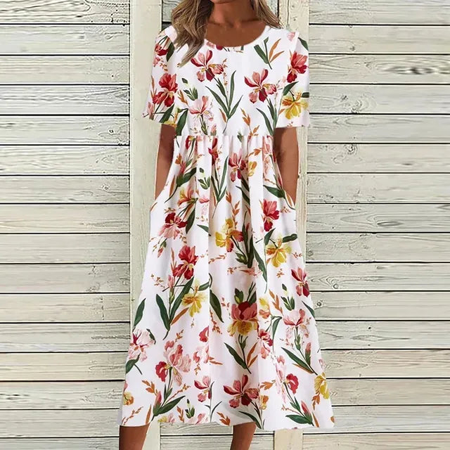 Robe Femme Été Légère à Poches Florales