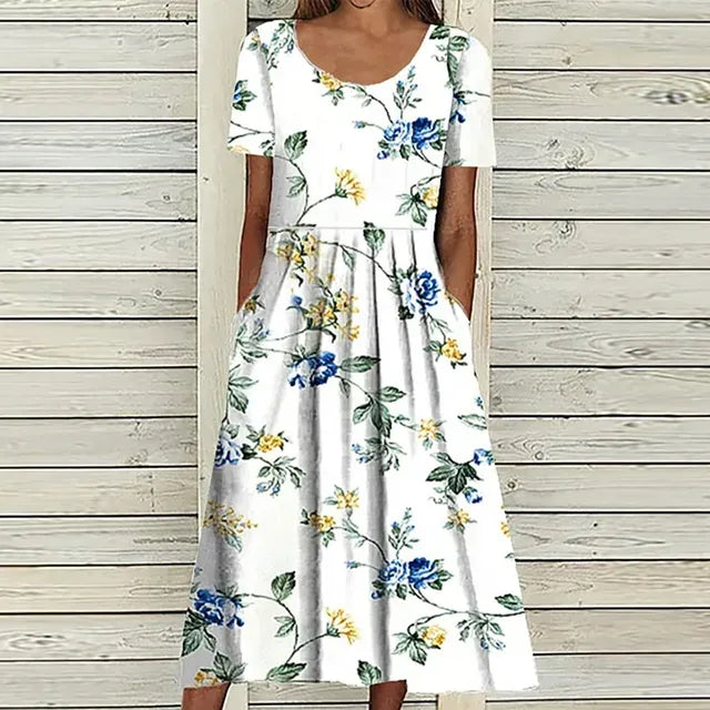 Robe Femme Été Légère à Poches Florales
