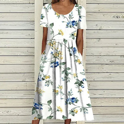 Robe Femme Été Légère à Poches Florales