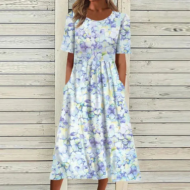 Robe Femme Été Légère à Poches Florales - PanierRoyale