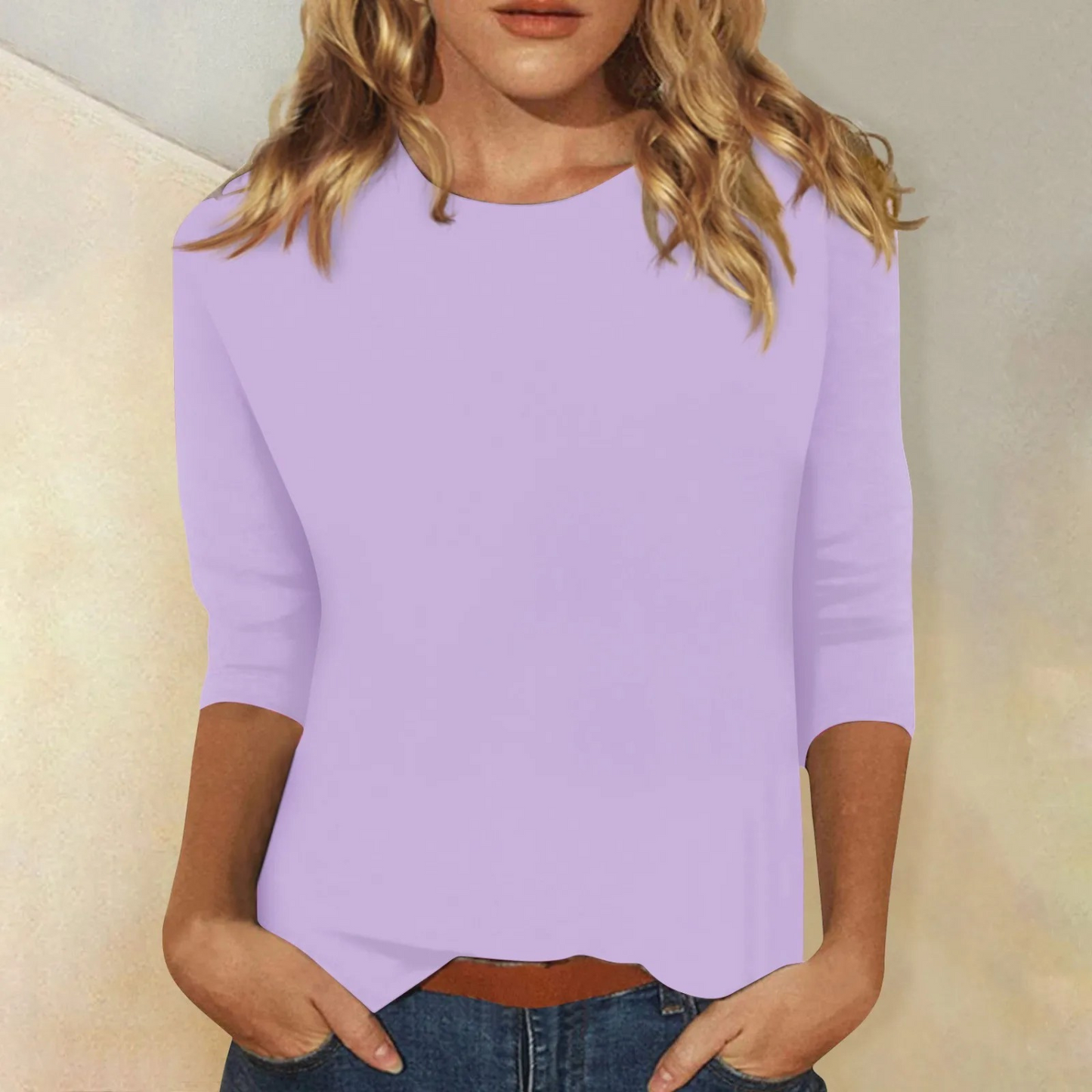 T-shirt Femme Manches Longues Col Rond Doux et Confortable