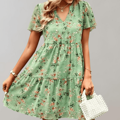 Robe Été Florale Légère pour Femme – Manches Volantes et Tissu Doux devient : Robe Été Légère Florale pour Femme avec Manches Volantes