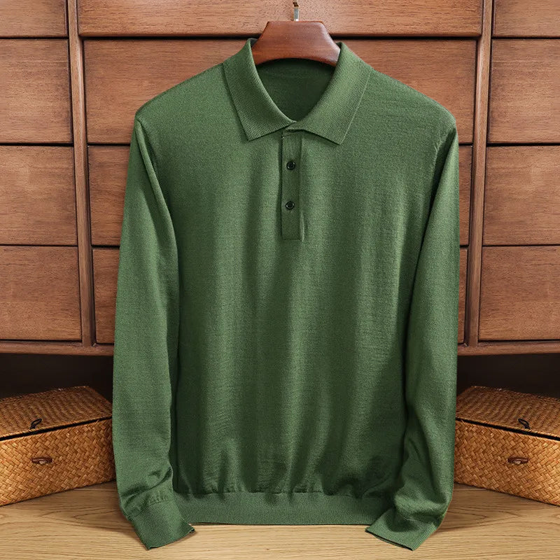 Chemise Homme Manche Longue Polo en Laine Merino Douce - BerlinGlamour