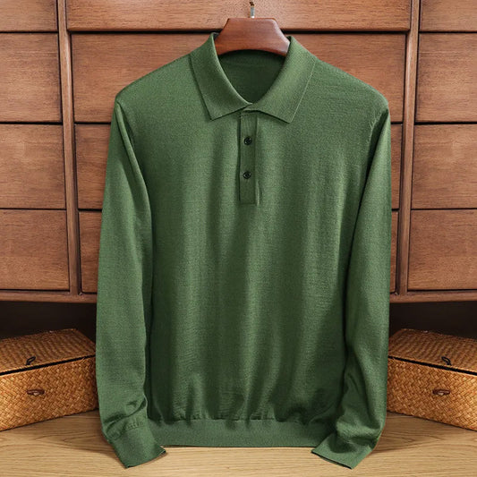 Chemise Homme Manche Longue Polo en Laine Merino Douce - BerlinGlamour