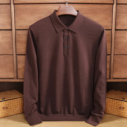 Chemise Homme Manche Longue Polo en Laine Merino Douce