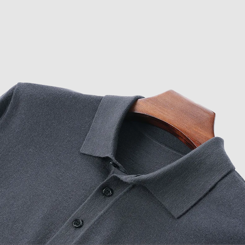 Chemise Homme Manche Longue Polo en Laine Merino Douce