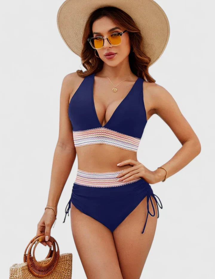 Bikini Deux Pièces Femme Crochet Liens Latéraux Col V Halter