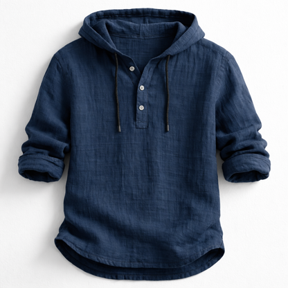 Chemise Homme Lin Coupe Décontractée Capuche Ajustable