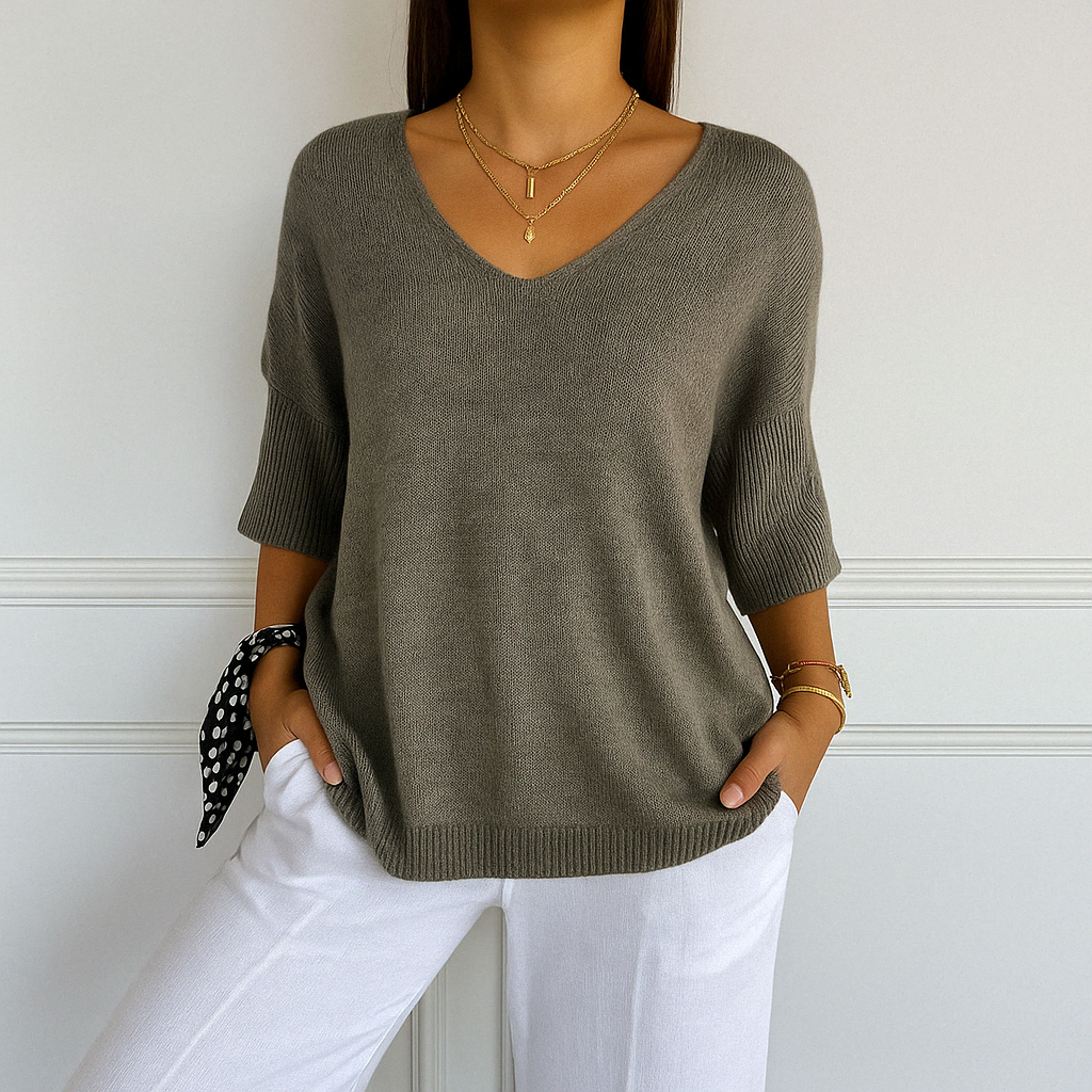 Pull Femme Col V Léger et Confortable - PanierRoyale