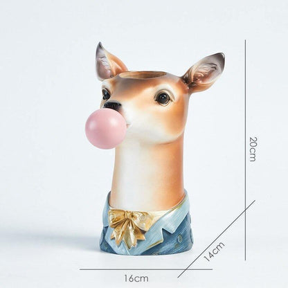 Vase Décoratif Fleuri avec Motifs Animaux Joyeux