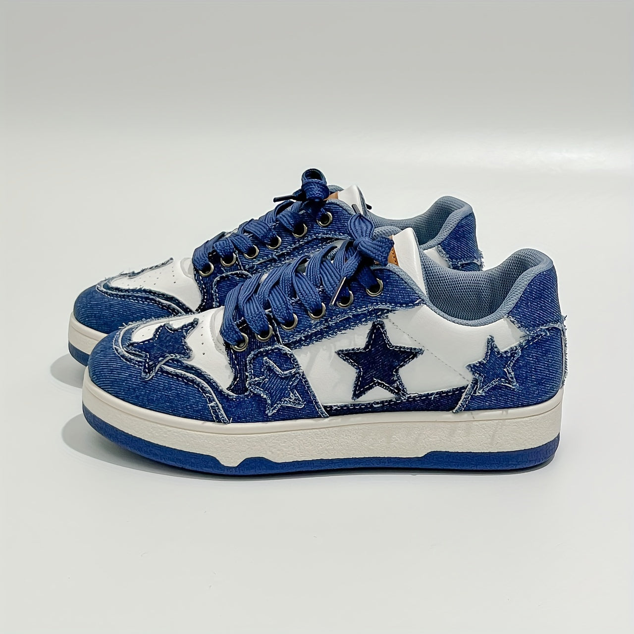 Basket femme décontractée en denim avec lacets et semelle antidérapante