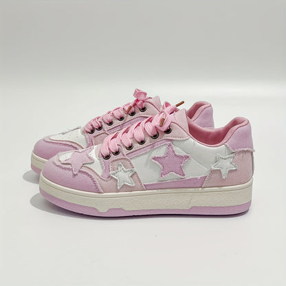 Basket femme décontractée en denim avec lacets et semelle antidérapante