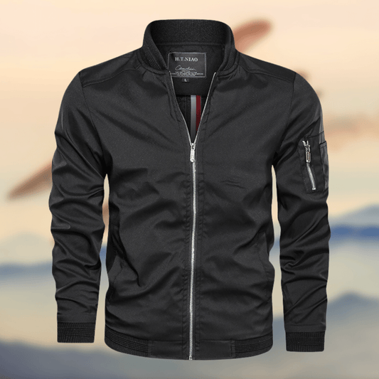 Blouson aviateur cuir avec poche zippée sur manche - PanierRoyale