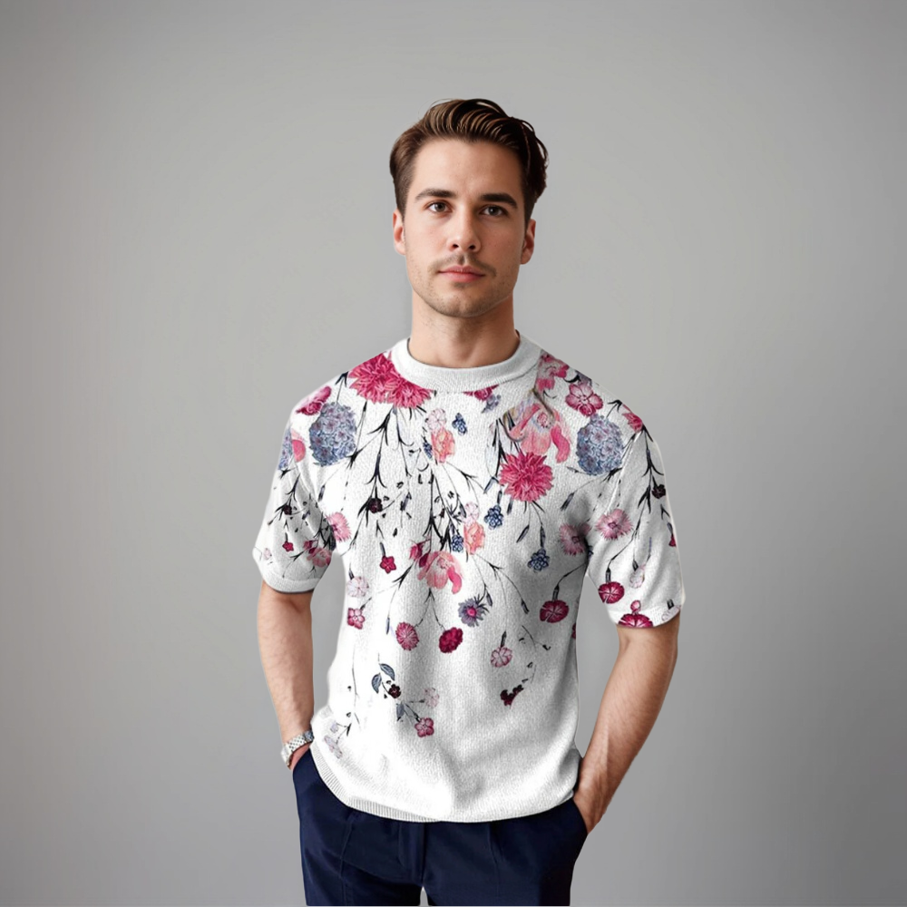 Chemise Homme Manches Courtes Fleurs Été