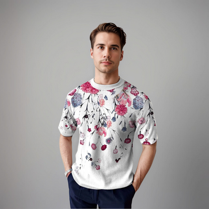 Chemise Homme Manches Courtes Fleurs Été