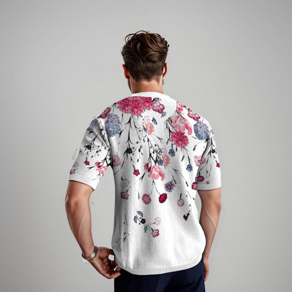 Chemise Homme Manches Courtes Fleurs Été