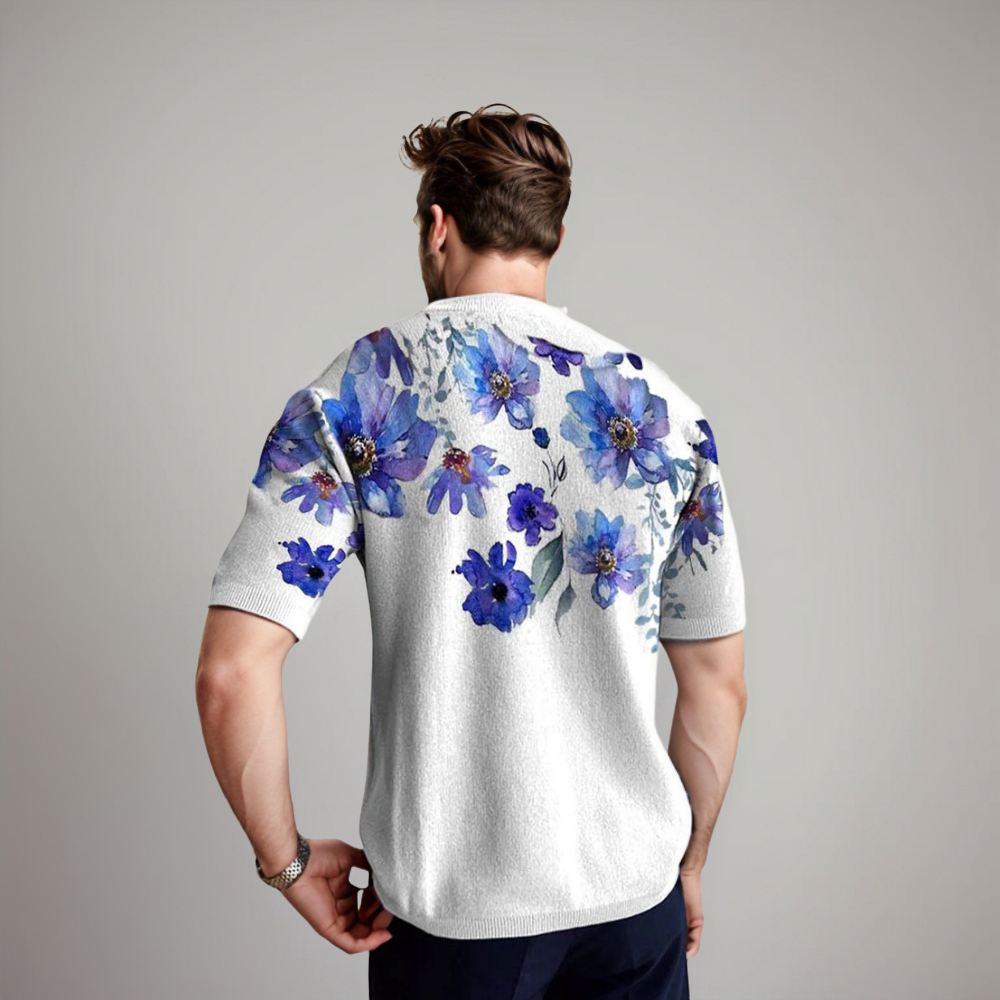 Chemise Homme Manches Courtes Fleurs Été