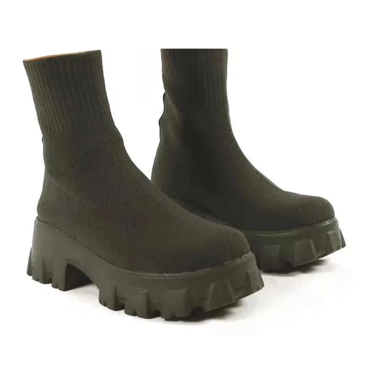 Bottes Chelsea Femme à Talon Plat et Élastiques