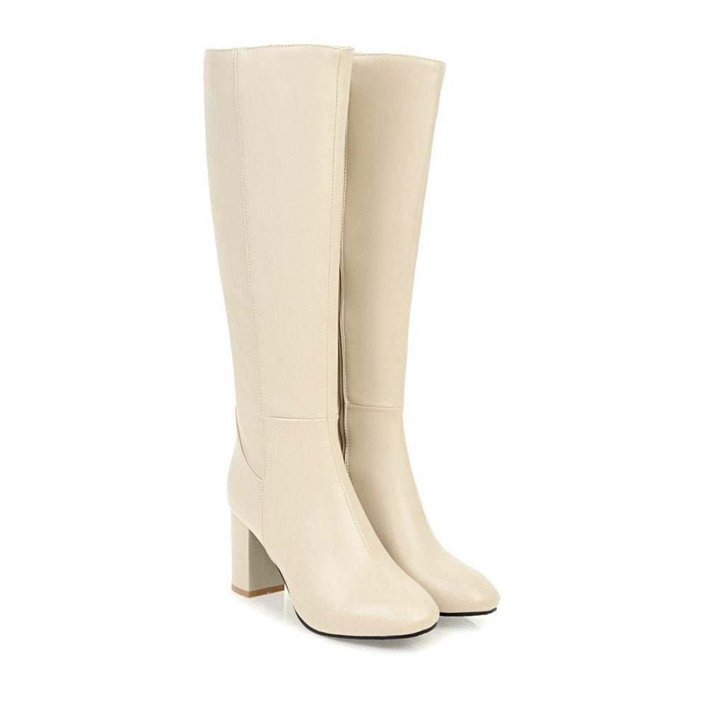 Bottes Femmes Cuir Noir Talon Haut