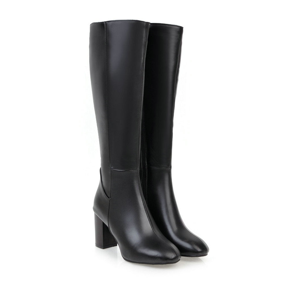 Bottes Femmes Cuir Noir Talon Haut