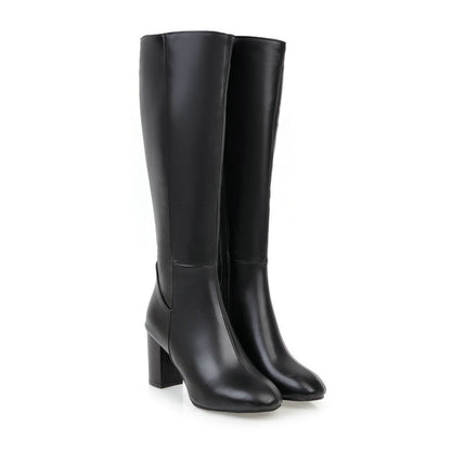Bottes Femmes Cuir Noir Talon Haut