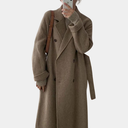 Manteau Femme Hiver Élégant à Fermeture Éclair Double