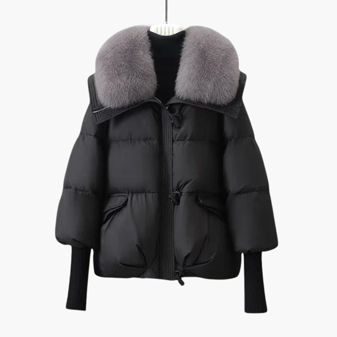 Veste femme hiver épaisse avec col en fausse fourrure