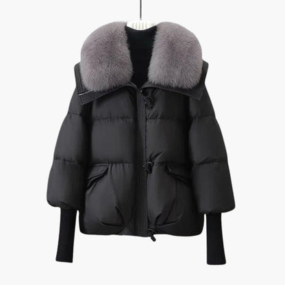Veste femme hiver épaisse avec col en fausse fourrure