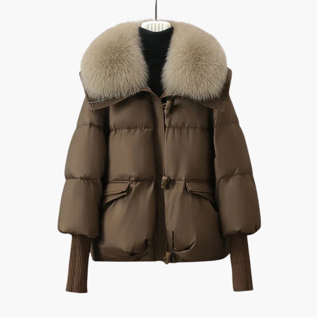 Veste femme hiver épaisse avec col en fausse fourrure