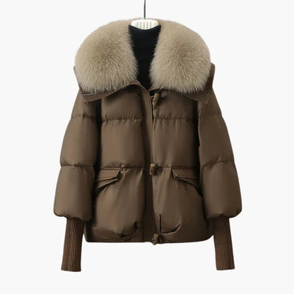 Veste femme hiver épaisse avec col en fausse fourrure