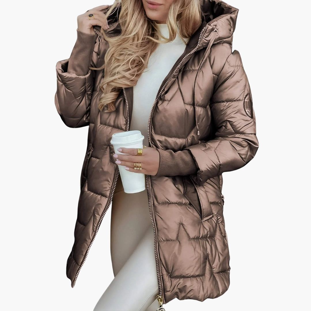 Doudoune femme hivernale à capuche avec fermeture éclair - PanierRoyale