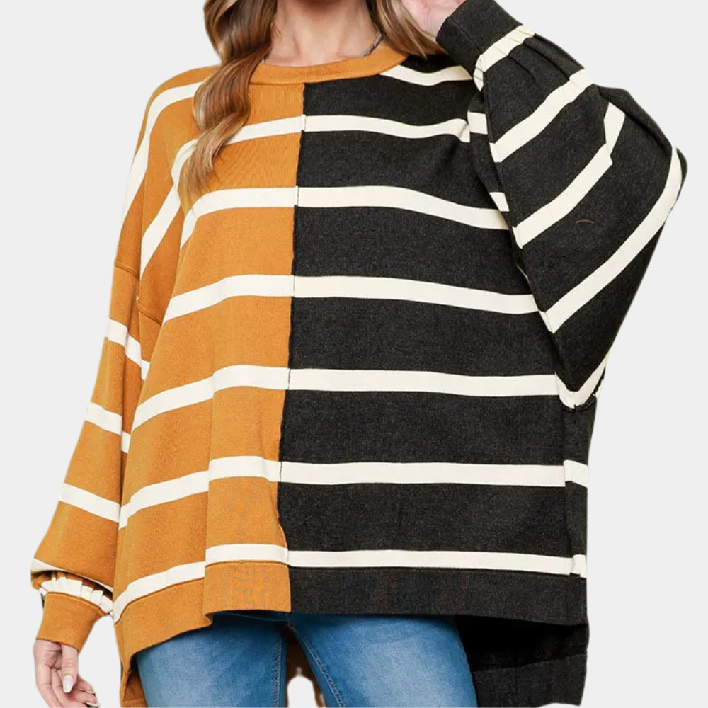 Pull Féminin Rayé Oversize Confortable - PanierRoyale