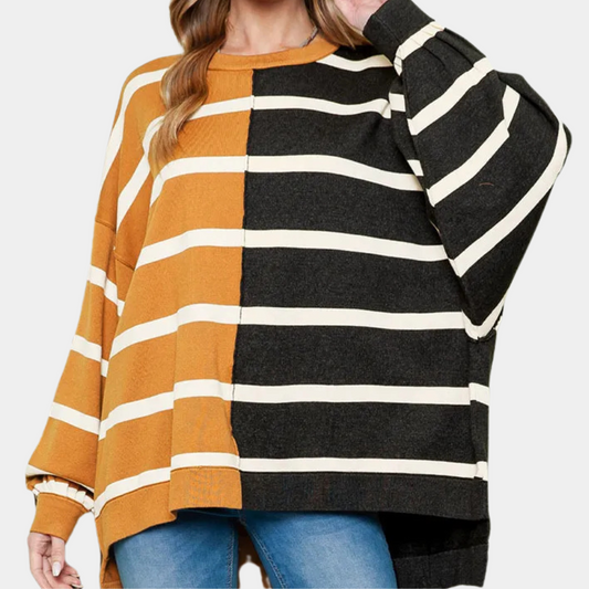 Pull Féminin Rayé Oversize Confortable - PanierRoyale