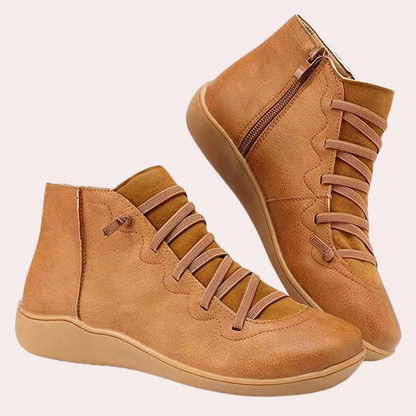 Bottines Femmes Plates en Cuir Élégantes