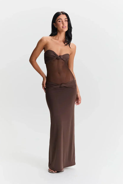 Robe Longue Femme Bustier Détail Mesh
