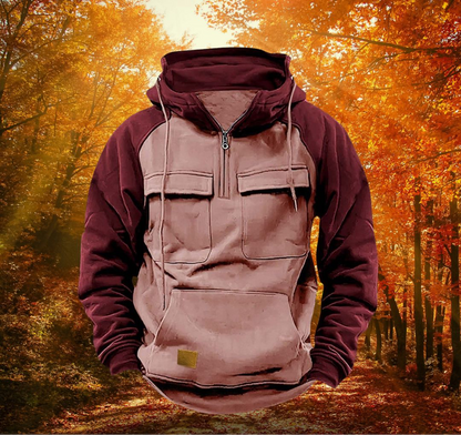 Sweat à Capuche Homme Zip avec Poches et Manches Longues
