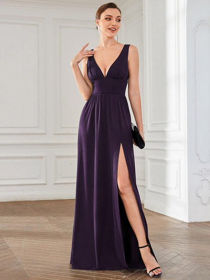 Robe de soirée Femme Taille empire Col en V Fluide