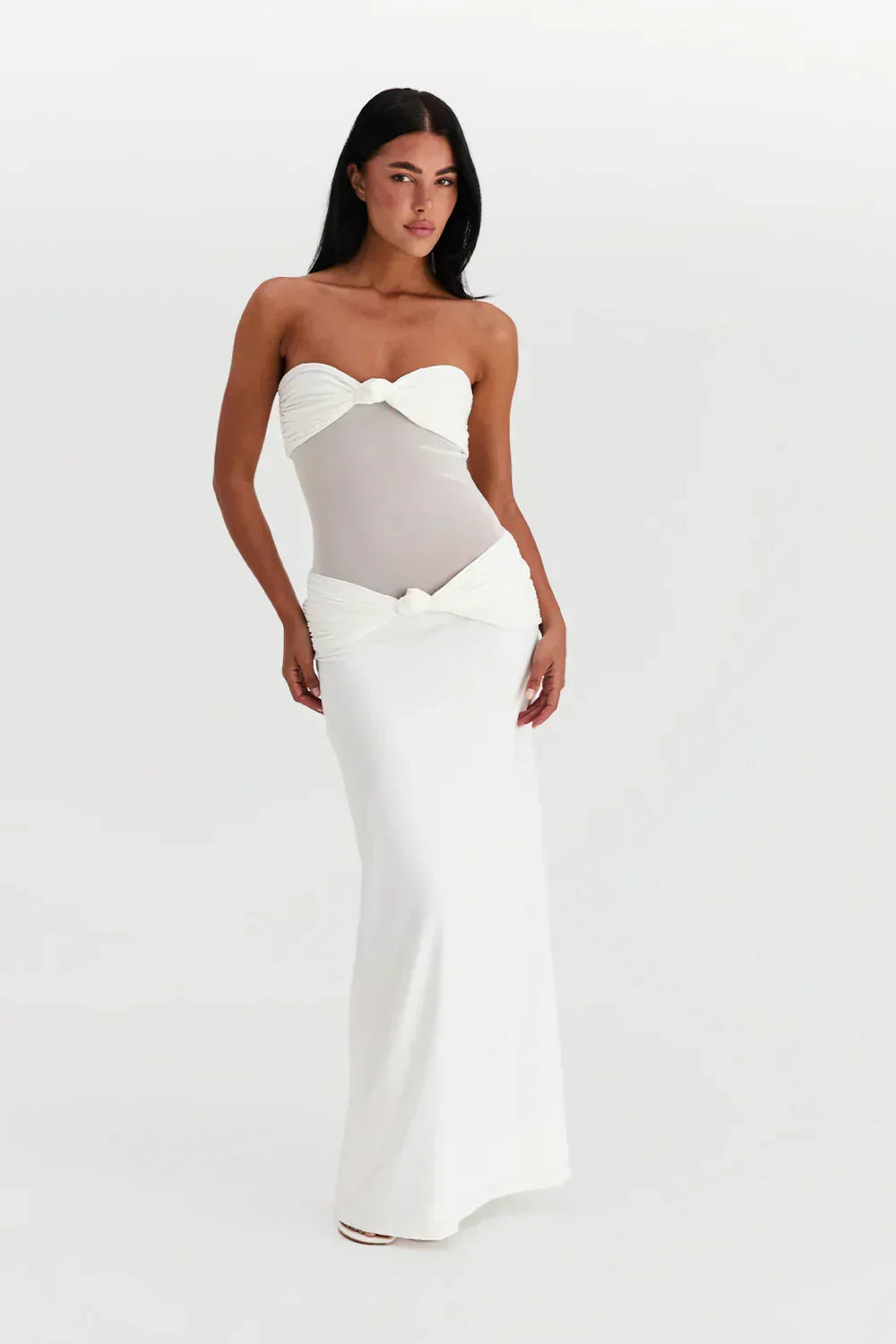 Robe Longue Femme Bustier Détail Mesh - PanierRoyale