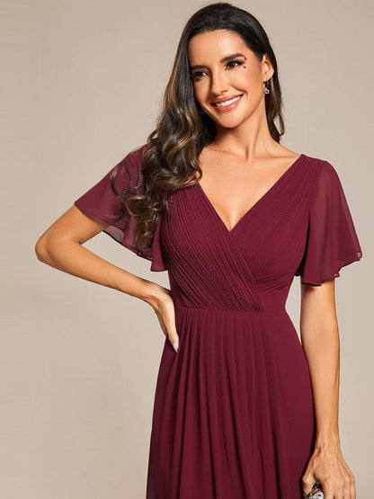 Robe Femme Coupe Fluide Col en V Élégante pour Invitée de Mariage