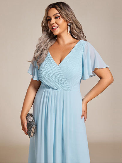 Robe Femme Coupe Fluide Col en V Élégante pour Invitée de Mariage