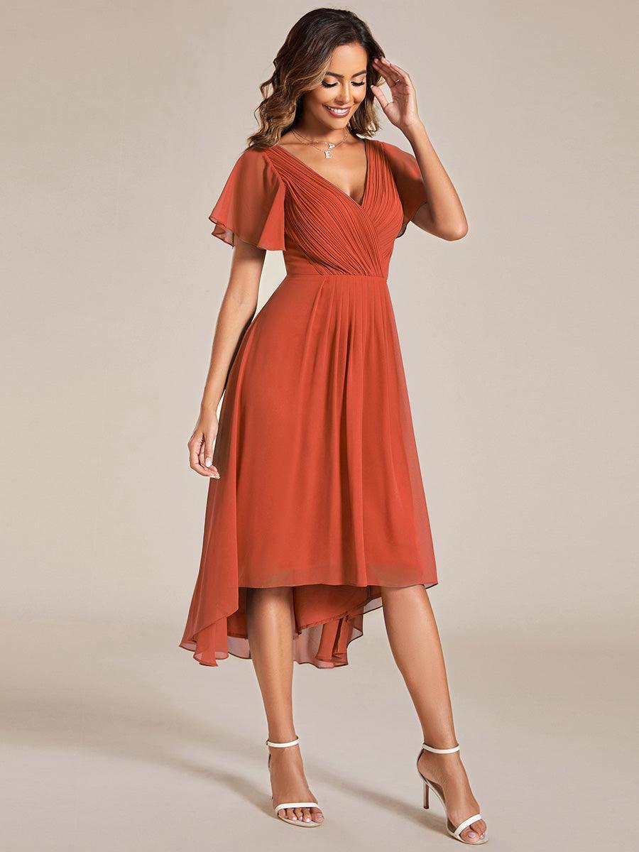 Robe Femme Coupe Fluide Col en V Élégante pour Invitée de Mariage - PanierRoyale