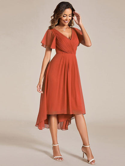 Robe Femme Coupe Fluide Col en V Élégante pour Invitée de Mariage - PanierRoyale