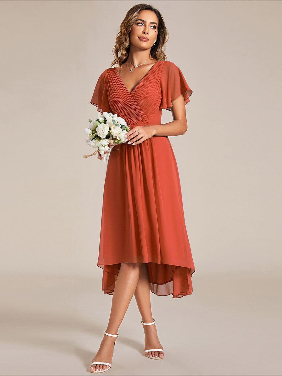 Robe Femme Coupe Fluide Col en V Élégante pour Invitée de Mariage