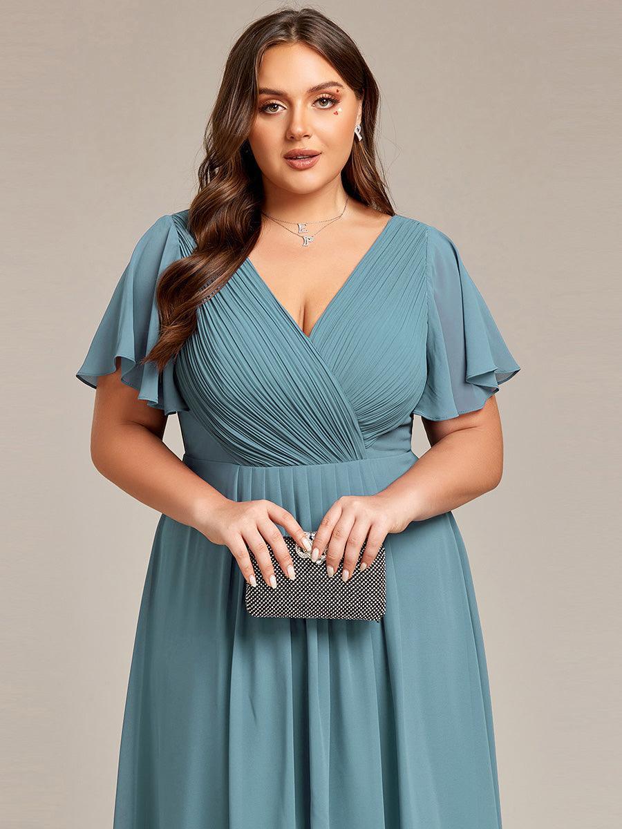 Robe Femme Coupe Fluide Col en V Élégante pour Invitée de Mariage
