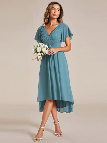 Robe Femme Coupe Fluide Col en V Élégante pour Invitée de Mariage