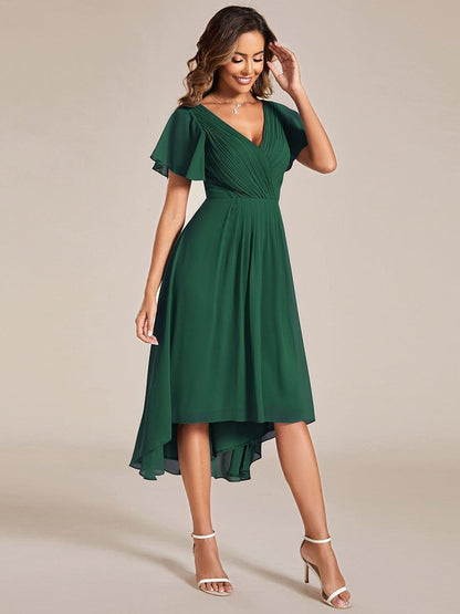 Robe Femme Coupe Fluide Col en V Élégante pour Invitée de Mariage