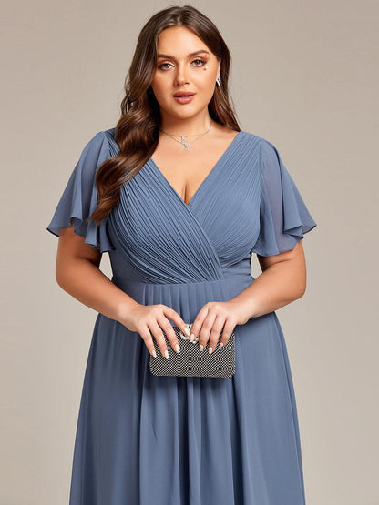 Robe Femme Coupe Fluide Col en V Élégante pour Invitée de Mariage
